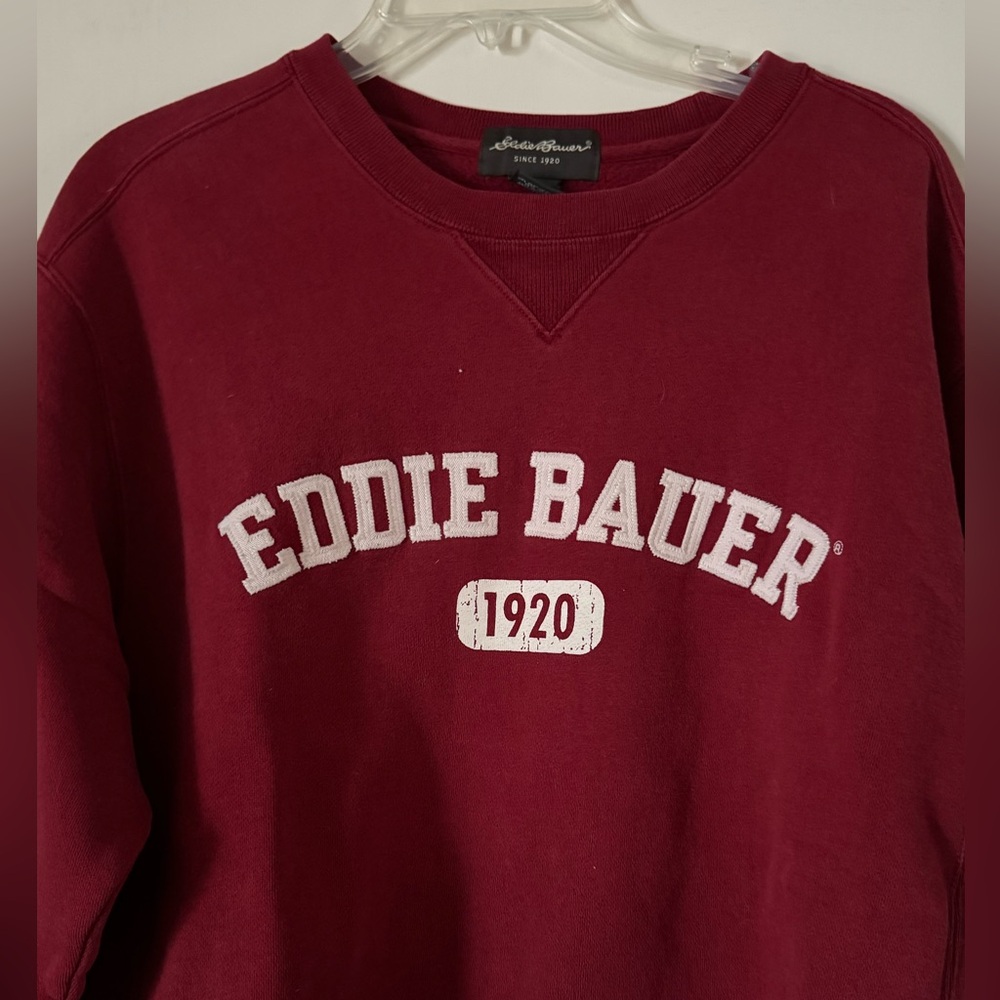 Eddie Bauer Men's Maroon Crew Sweatshirt - Size Large
